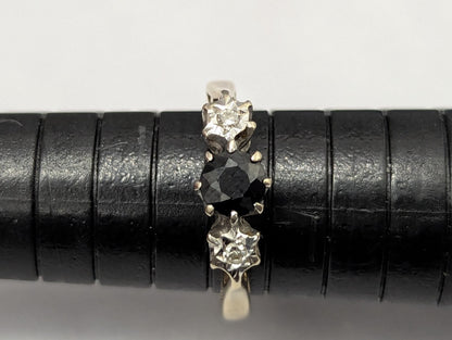 9ct Yellow Gold Sapphire & Diamond Ring UK Hallmark Size M 1/2 2.8g