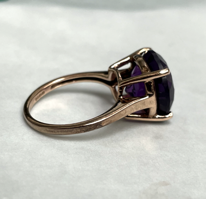 9ct Rose Gold Ring Purple Amethyst Single Hallmarked Size J 1/2