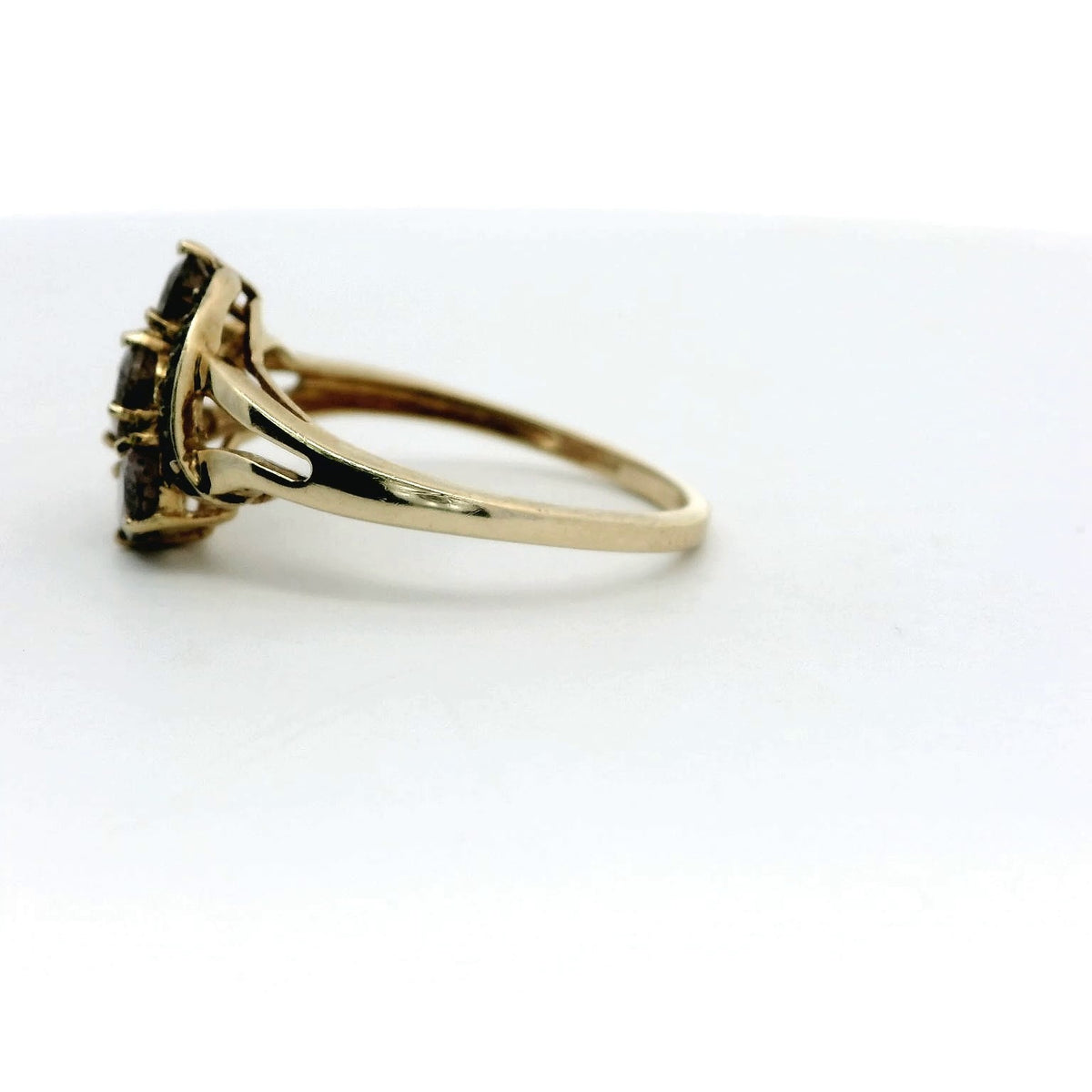 9ct Gold Ring Quartz and Diamond Stones Size S 2012 Hallmarked 2.7g
