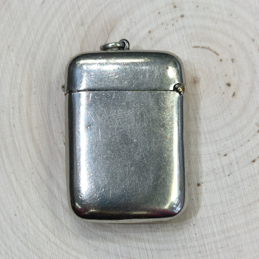 The Beacon Brass Vesta Case Silver Plated Match Safe Pre-1970 56mm x 35mm