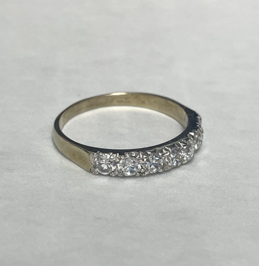 9ct Gold Ring Cubic Zirconia Solid Band Hallmark Size P 1/2