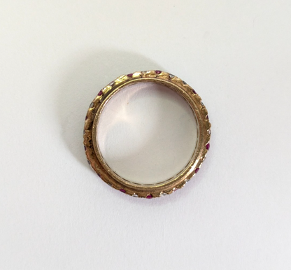 9ct Gold Eternity Ring Ruby Cubic Zirconia Hallmarked Size P 1/2