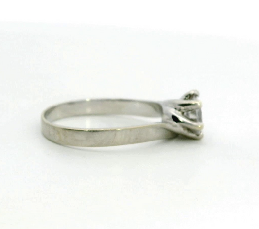 9ct White Gold Engagement Ring Cubic Zirconia Hallmarked Size N