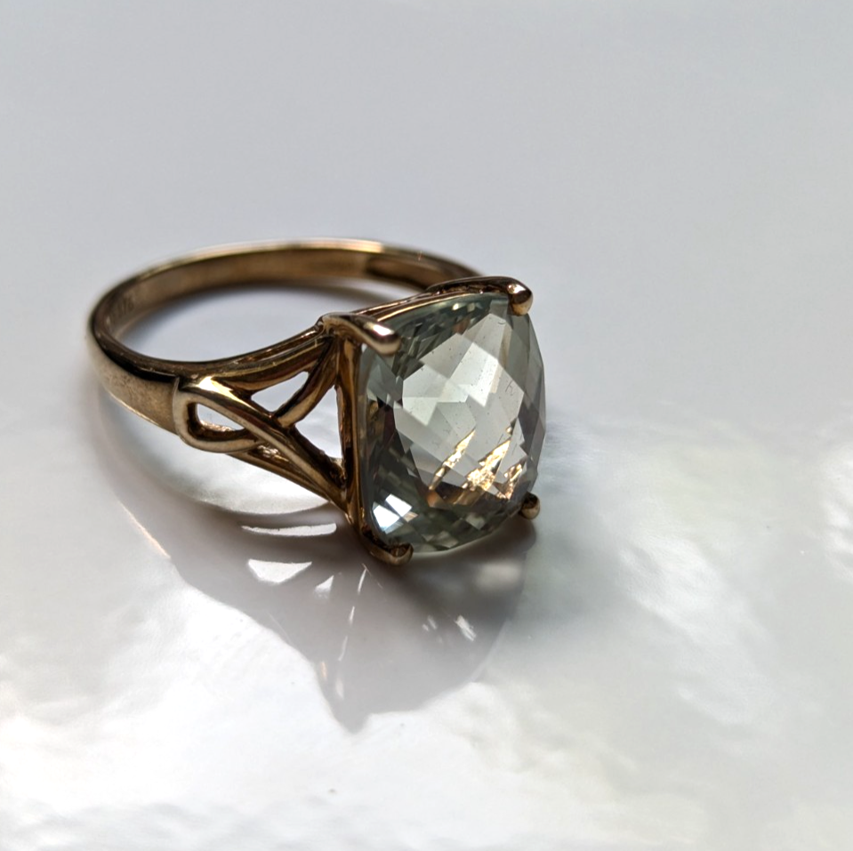 9ct Gold Kunzite Ring Size Q Hallmarked 375 Spodumene Solitaire Rare Gift