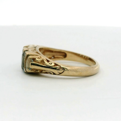 9ct Gold Ring Aquamarine and Diamond Sheffield Hallmark Size K 1/2