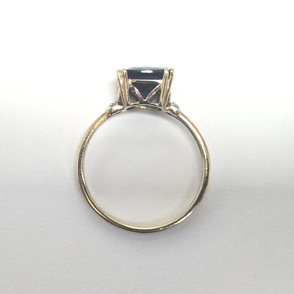 9ct Gold Ring Diopside Diamond Gemstone Size T 1/2 Hallmark 3g Cocktail Green