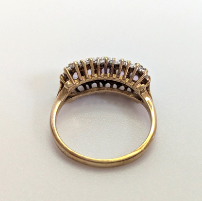 Vintage 9ct Gold Ring Amethyst Diamond Hallmark Size L 2.5g