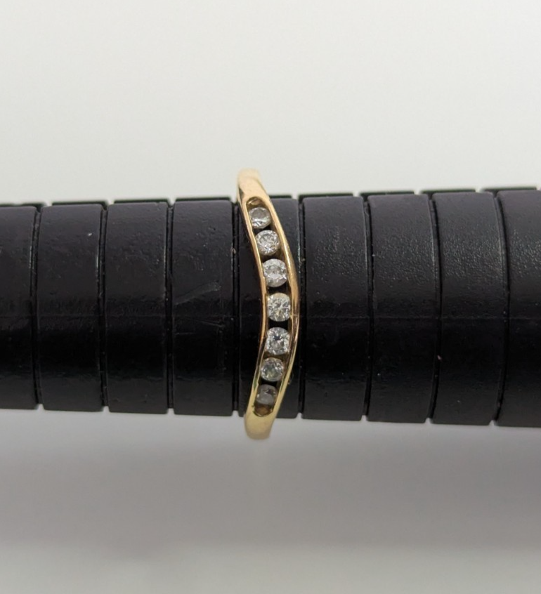 14ct Gold Wishbone Ring Cubic Zirconia Solid Band Hallmark Size O