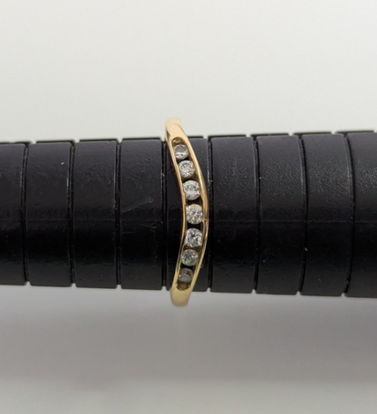 14ct Gold Wishbone Ring Cubic Zirconia Solid Band Hallmark Size O