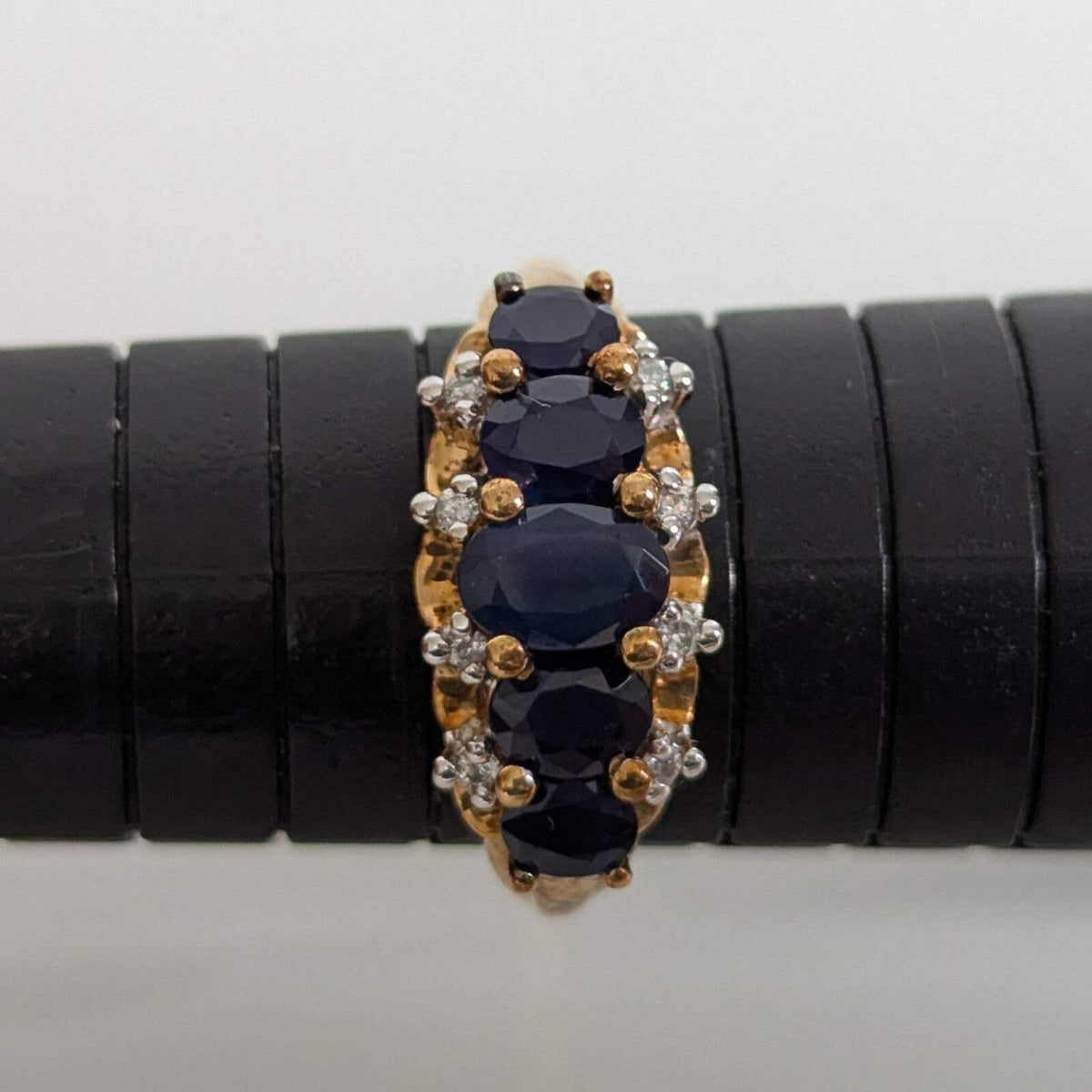 Vintage 9ct Gold Sapphire Diamond Ring Size Q Hallmark 375 21 2.8g