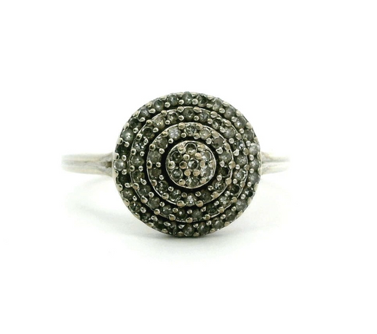 Silver Diamond 0.50ct Ring 925 Stamped Size R 1/2 3.1g Cluster Certificate