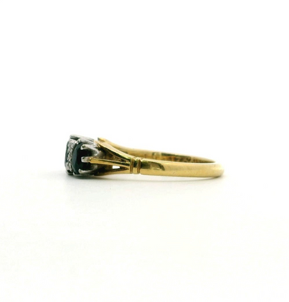 10ct Gold Ring Sapphire and Diamond 10ct Stamped Size N 1/2 4g April Birthstone