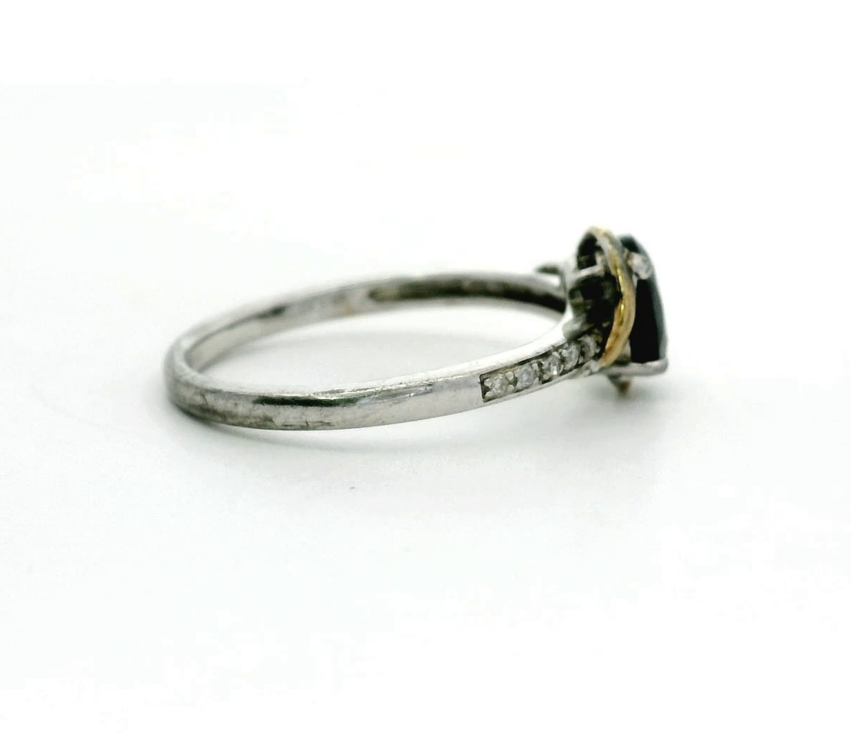 Gold Silver Sapphire Diamond Ring Hallmarked Size J Gold Setting 1.4g