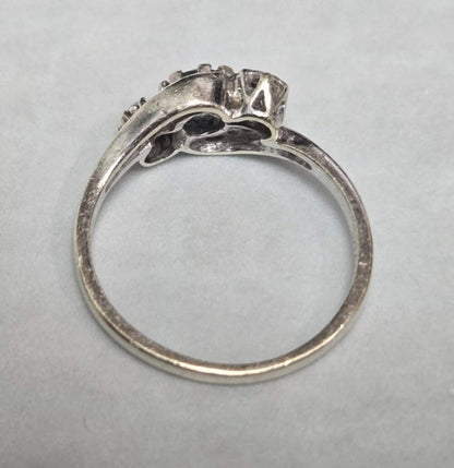 9ct White Gold Ring Aquamarine and Diamond Stones Authentic Hallmark Ring Size L