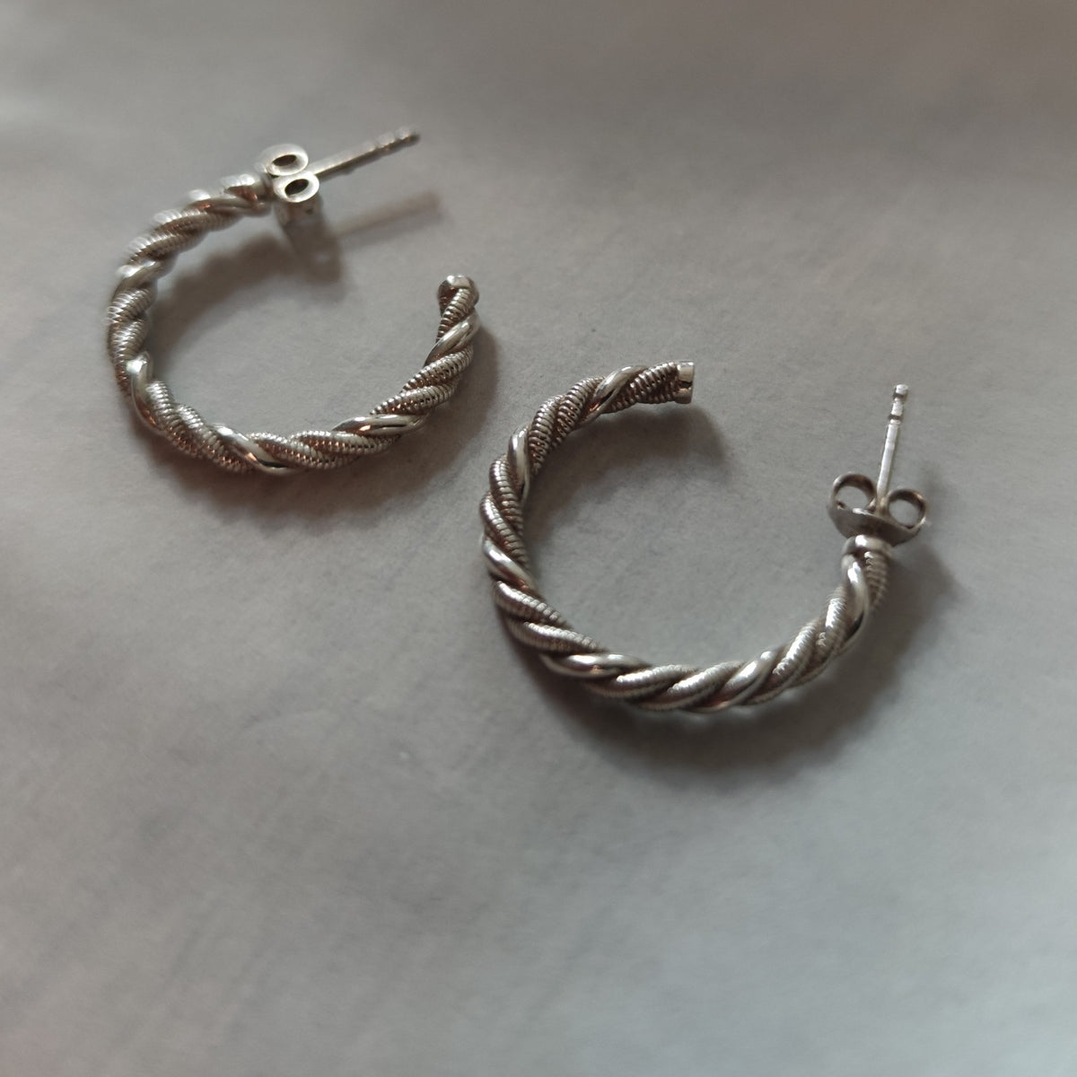 Silver Rope Cuff Earrings 925 Stamped Cable Cartilage Butterfly