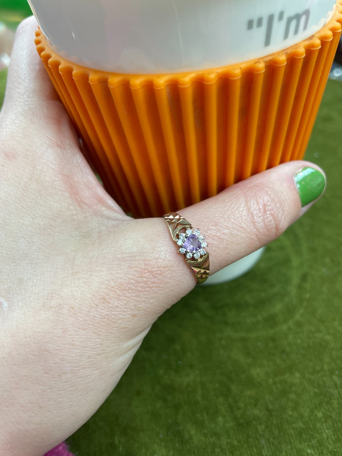 9ct Gold Ring Cubic Zirconia Hallmark Size P 1/2