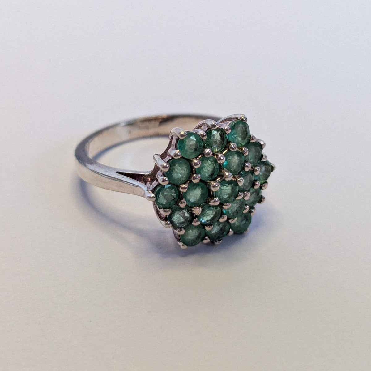 Silver Ring Green Emerald 925 Sterling Silver Stamped Size Q 4.4g May Birthstone