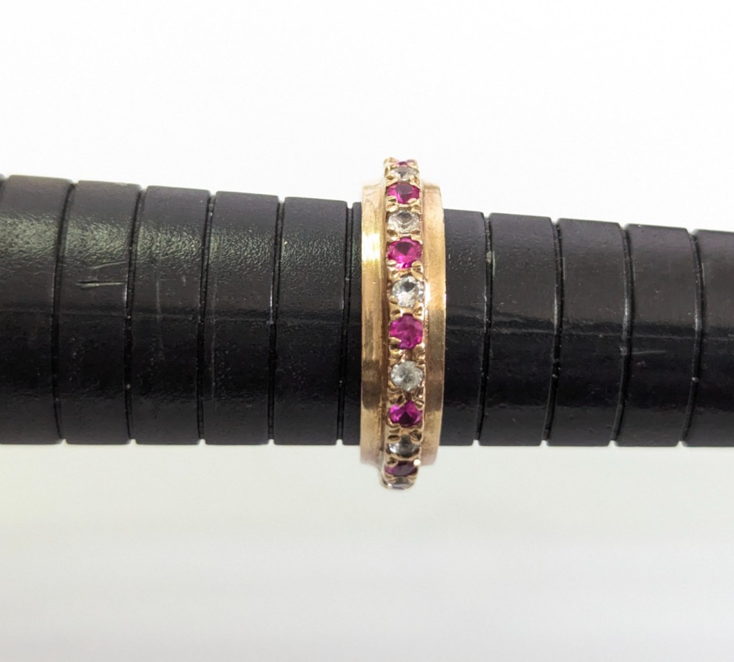 9ct Gold Eternity Ring Ruby Cubic Zirconia Hallmarked Size P 1/2