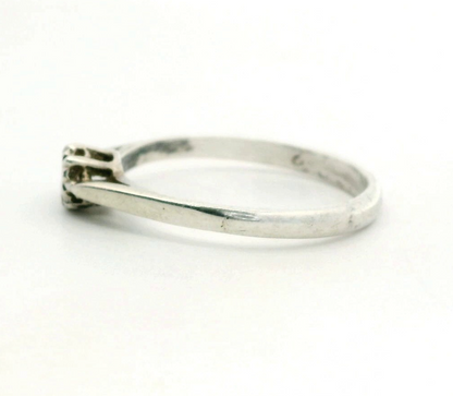 Vintage Silver Engagement Ring Diamond Stone 925 Stamped Size P 1.6g