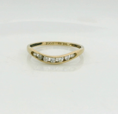 14ct Gold Wishbone Ring Cubic Zirconia Solid Band Hallmark Size O