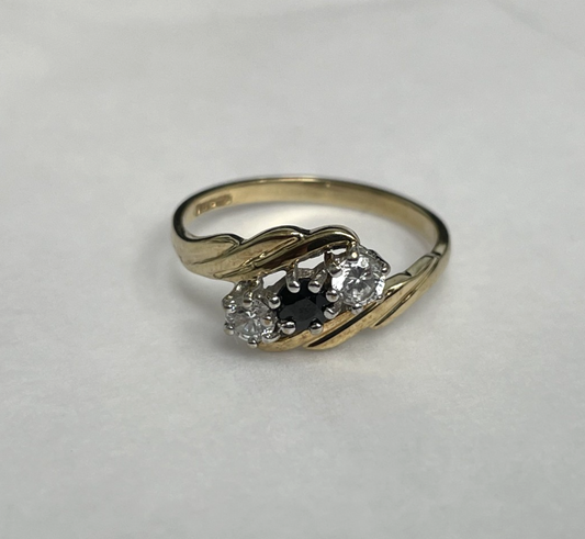 9ct Gold Ring Sapphire Twist Hallmark Size J 1/2 1.4g