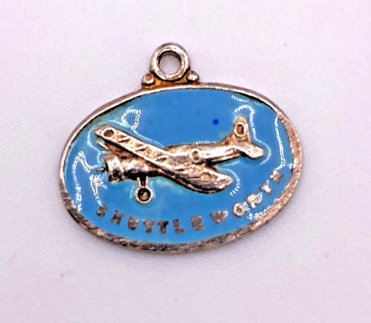925 Sterling Silver Shuttleworth Airplane Enamel Charm Pendant Aviation Monoplan