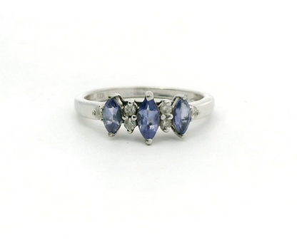 14ct Gold Ring Tanzanite Diamonds Stones Size N 1/2 14k Stamp 2.2g