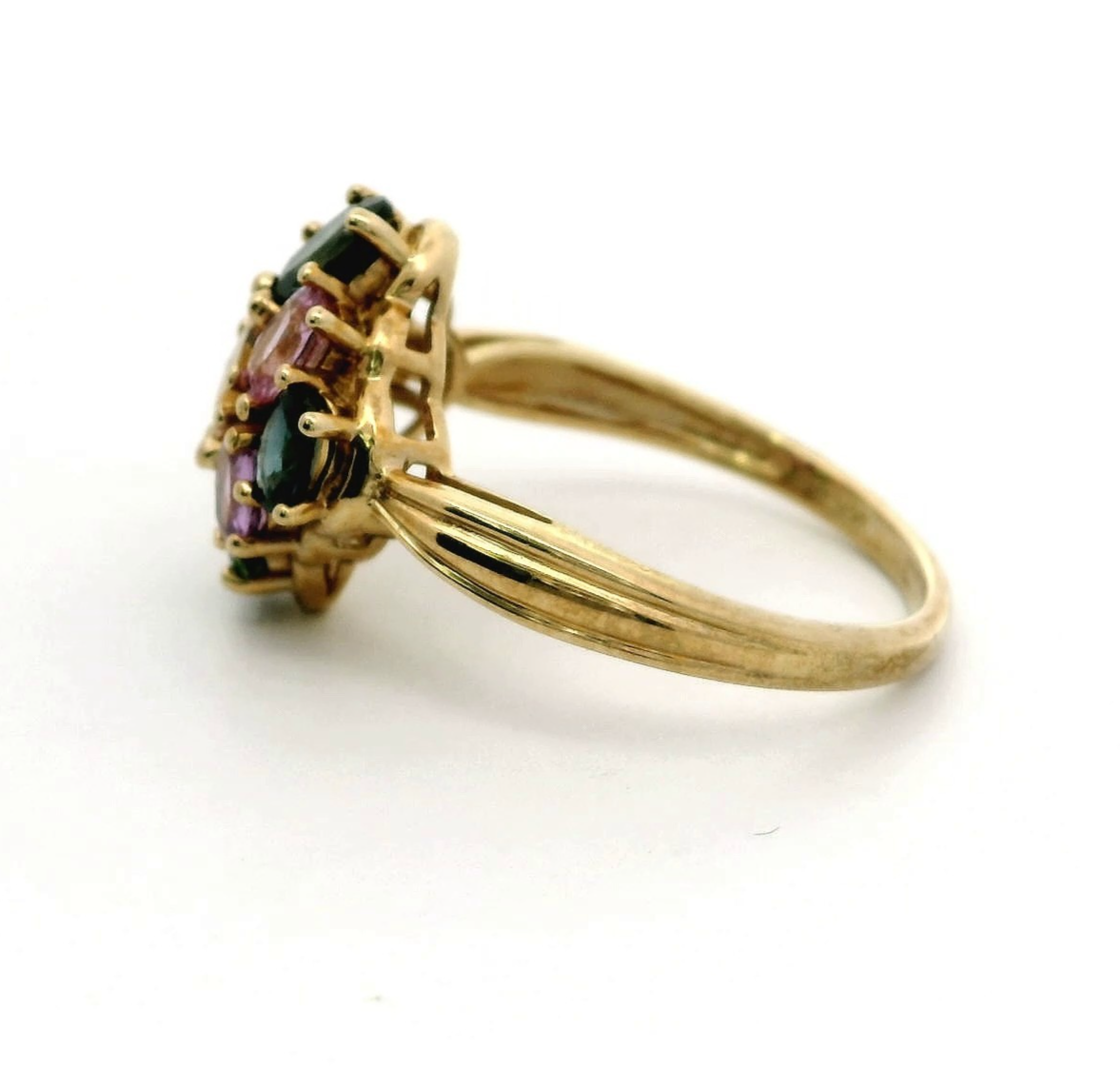 9ct Gold Multi Colour Sapphire Ring Size Q Hallmarked 375 Band 3.4g