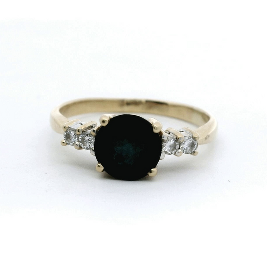 18ct Gold Ring Sapphire Cubic Zirconia Gemstones Hallmarked Size T 4.4g