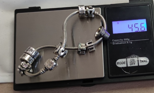 Pandora 925 Sterling Silver Charm Bracelet 10pc Lot Bundle Barrel Clasp Gift 45g