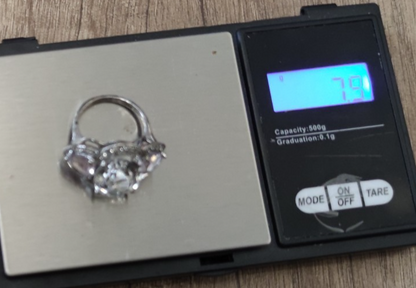 Sterling Silver Quartz Diamond Ring Size Q Stamped 925 Cocktail Statement 7.9g