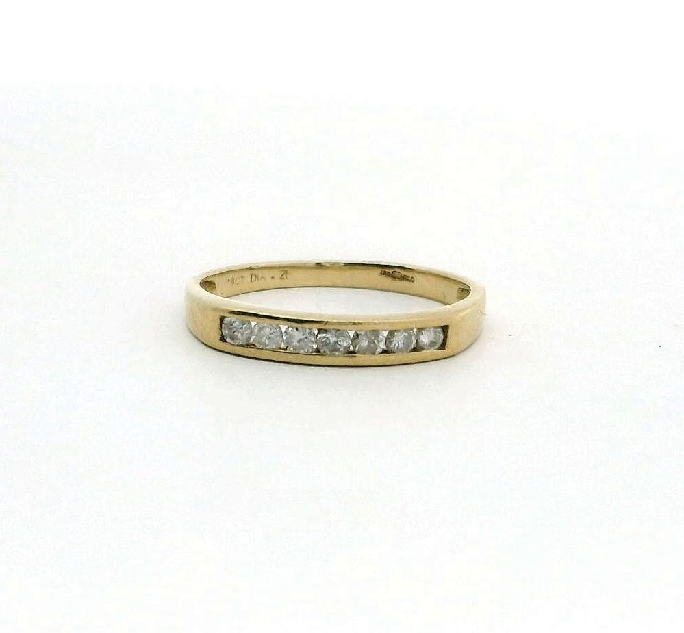 Diamond Ring 18ct Yellow Gold Eternity 0.25ct Stones Hallmark Size N 1/2 2g