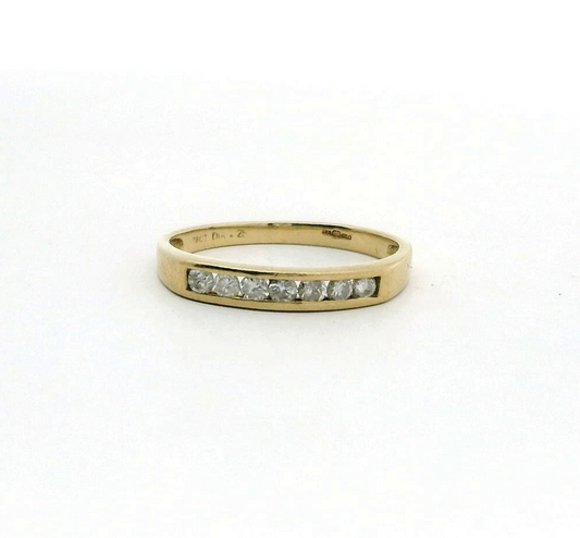 Diamond Ring 18ct Yellow Gold Eternity 0.25ct Stones Hallmark Size N 1/2 2g