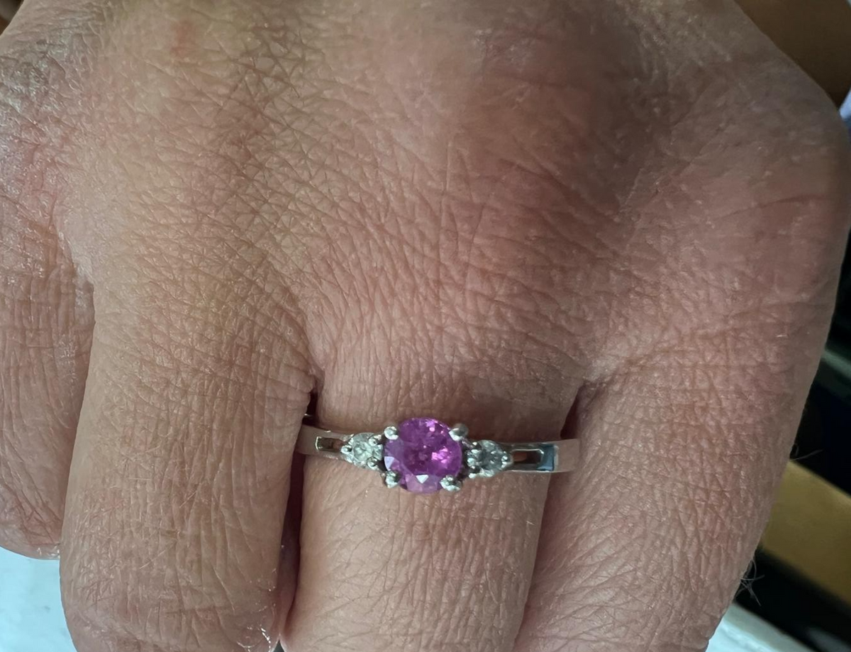 Silver Ruby Topaz Ring Hallmark July Birthstone Cluster 3.1g 925 Sterling