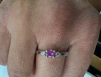 Silver Ruby Topaz Ring Hallmark July Birthstone Cluster 3.1g 925 Sterling