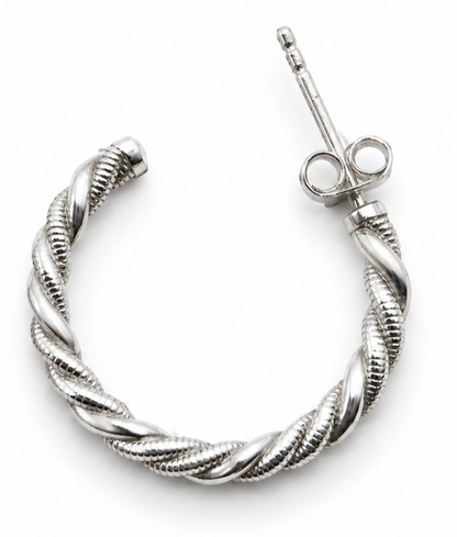 Silver Rope Cuff Earrings 925 Stamped Cable Cartilage Butterfly