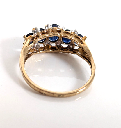 Vintage 9ct Gold Sapphire Diamond Ring Size Q Hallmark 375 21 2.8g