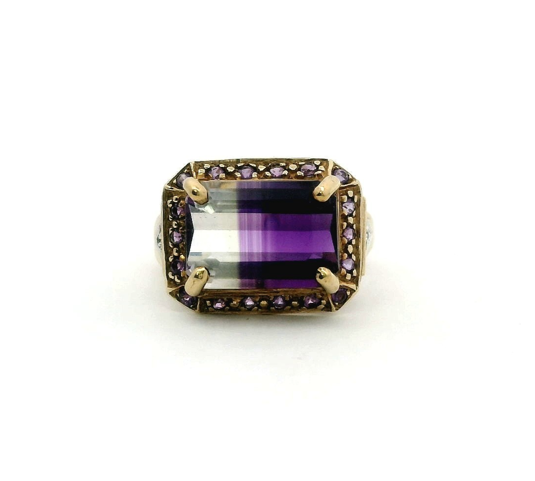 9ct Gold Ring Ametrine Amethyst Hallmark Size N 1/2 5g
