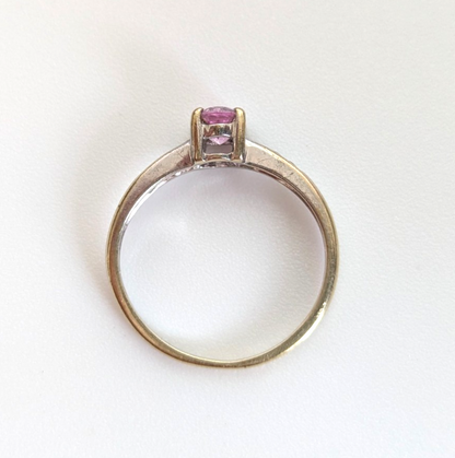 9ct White Gold Ring Sapphire Diamond Stones Hallmarked Size K 1.7g Prong Setting