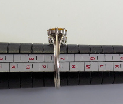Silver Ring Yellow Sapphire 925 Stamped Size Size N 1/2 with Certificate