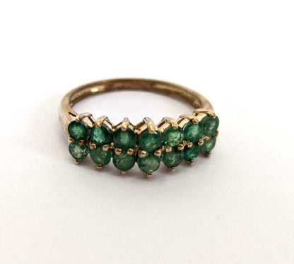 9ct Gold Ring Emerald Green 14x Hallmarked Size Q 2.5g