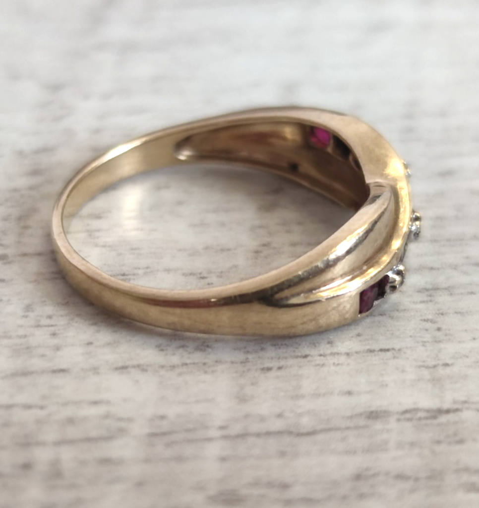 9ct Gold Ruby Diamond Ring Size N 1/2 Natural Hallmarked 2g