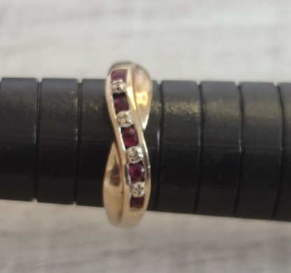 9ct Gold Ruby Diamond Ring Size N 1/2 Natural Hallmarked 2g