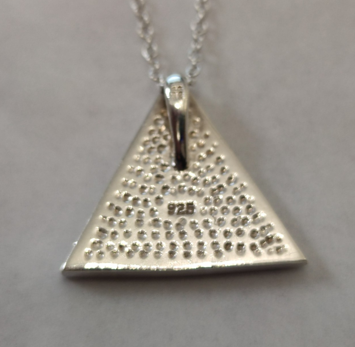 925 Sterling Silver Colored Crystal Triangle Pendant Necklace Chain Geometric