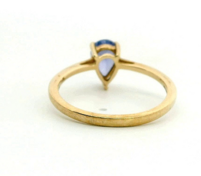 9ct Gold Ring Tanzanite Stone Size P 1/2 Hallmarked Pear Solitaire February 2g