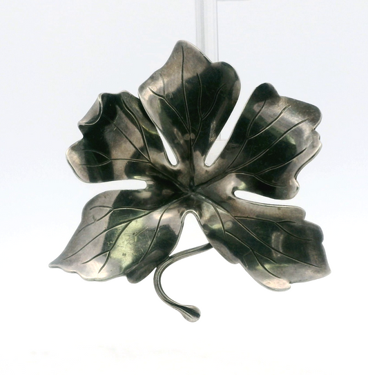 Vintage Anton Michelsen Gertrud Engel 925 Sterling Silver Leaf Brooch Denmark