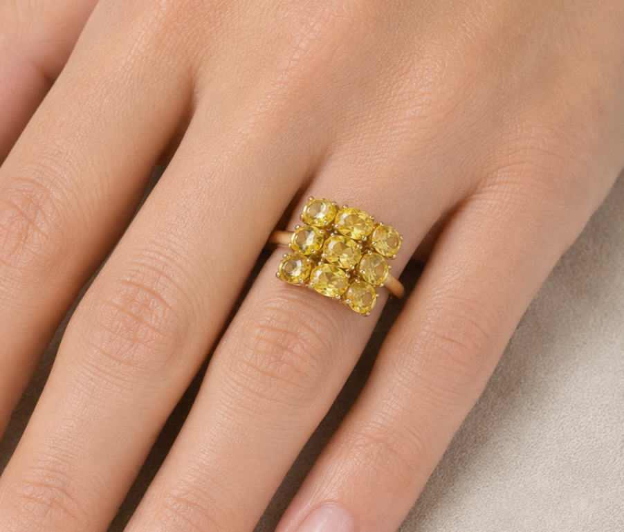 9ct Gold Ring Citrine Hallmark Size N 1/2 4.4g