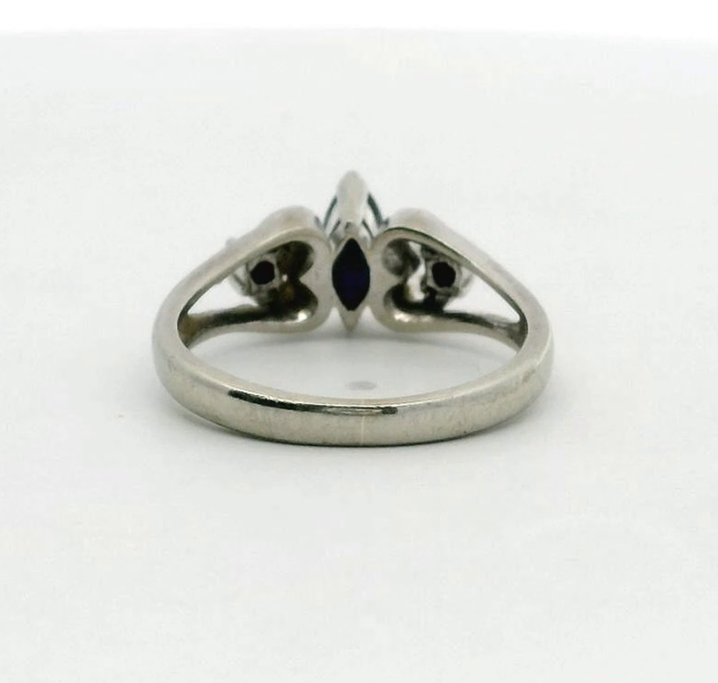 Sapphire Diamond Ring 9ct White Gold Hallmark Size J 1/2 September Birthstone