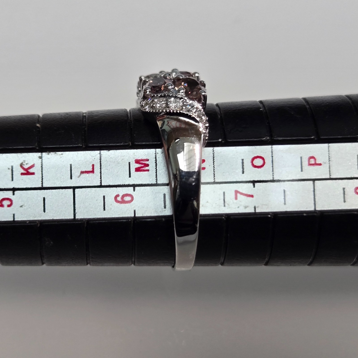 9ct White Gold Ring Quartz And Diamond Hallmark Size M 1/2