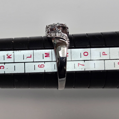 9ct White Gold Ring Quartz And Diamond Hallmark Size M 1/2